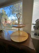 Vintage Handcrafted Myrtlewood Mid-Century 2-Tier Wooden Serving Tray  - Image 1