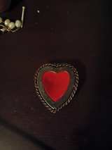 Vintage Resin Heart Brooch with Dried Flowers - Image 1