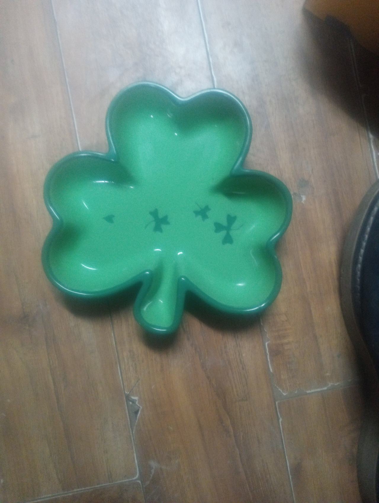 Green Shamrock Ceramic Dish