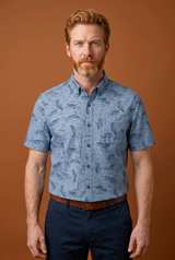 New Eddie Bauer Men's On-The-Go Short-Sleeve Shirt - Fish Print sz Small - Image 4