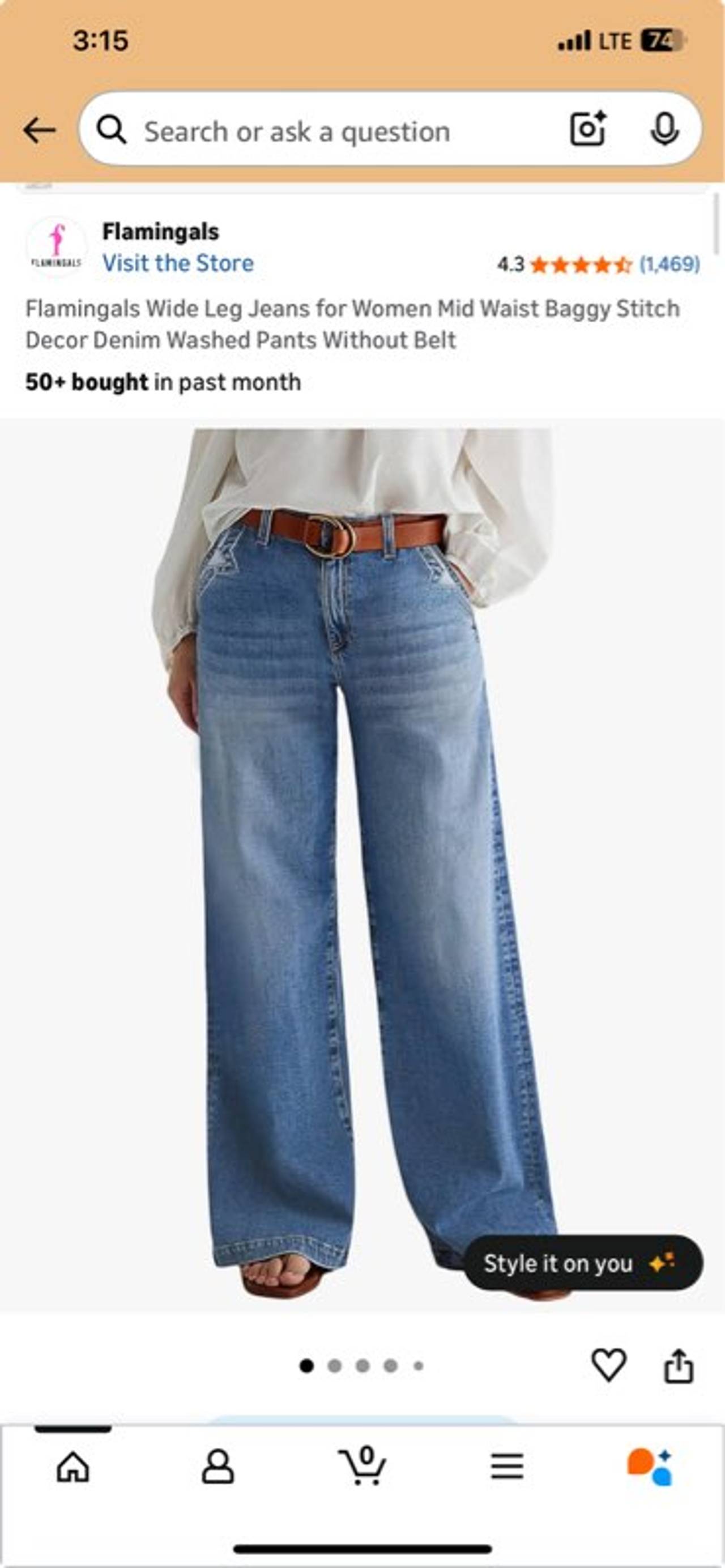 Flamingals Wide Leg Jeans for Women Mid Waist Baggy Stitch Decor Denim Washed XL