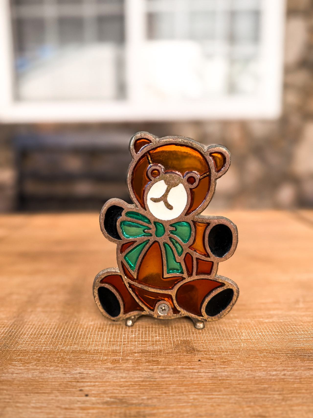 Stained Glass Teddy Bear Night Light