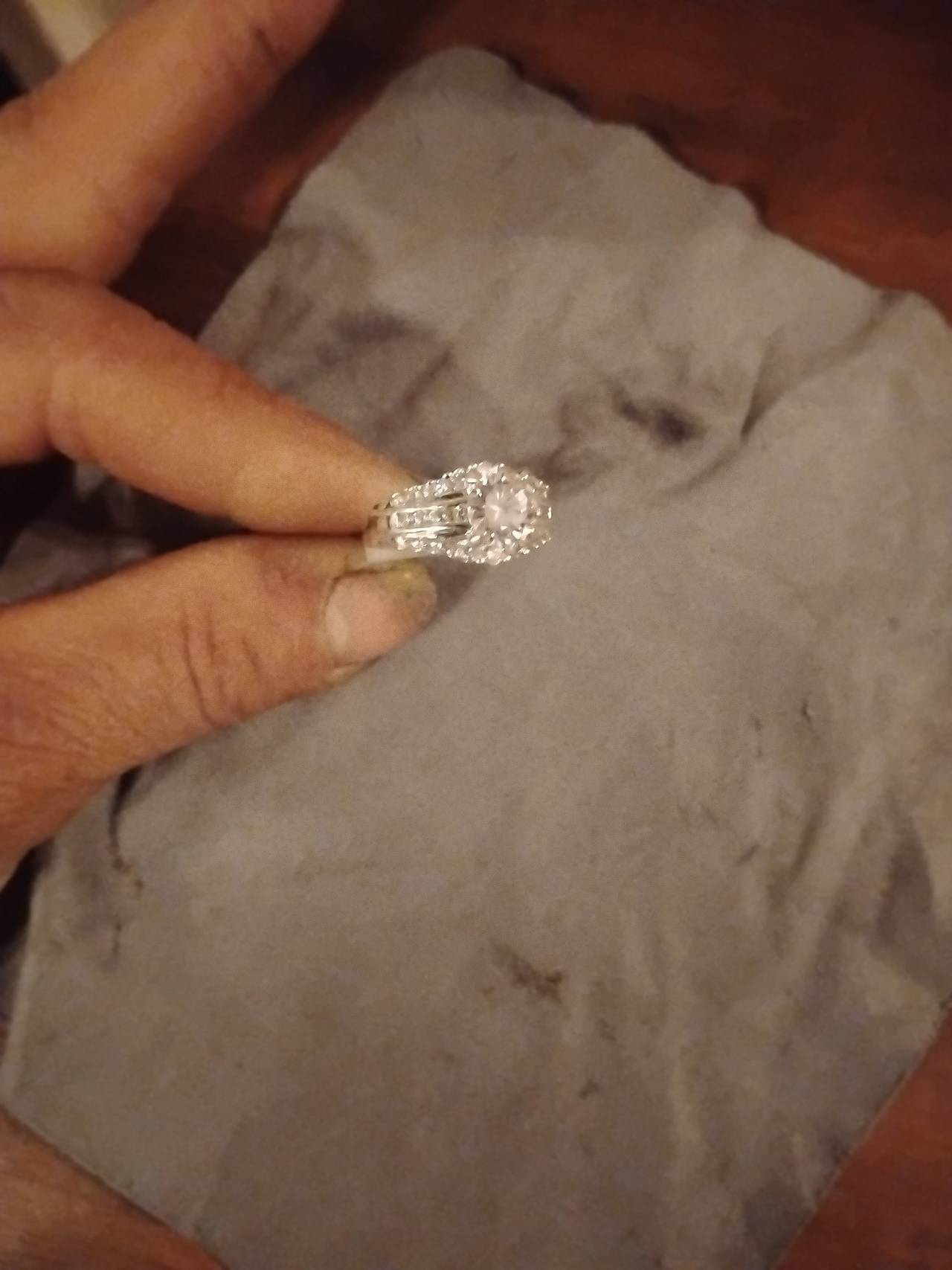 Silver Tone Halo Engagement Ring