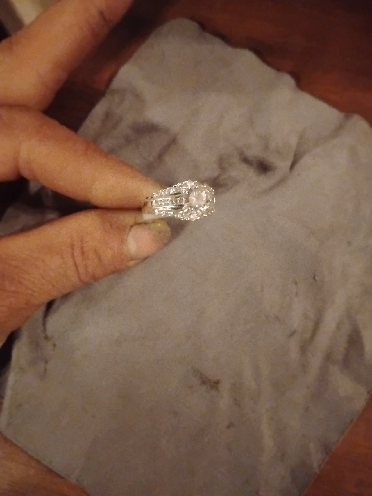 Silver Tone Halo Engagement Ring
