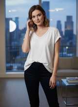H&M Lace Trim V-neck T-shirt - Image 1