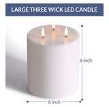 Large 6x6 3-Wick Flameless LED Pillar Candle with Remote - Image 2
