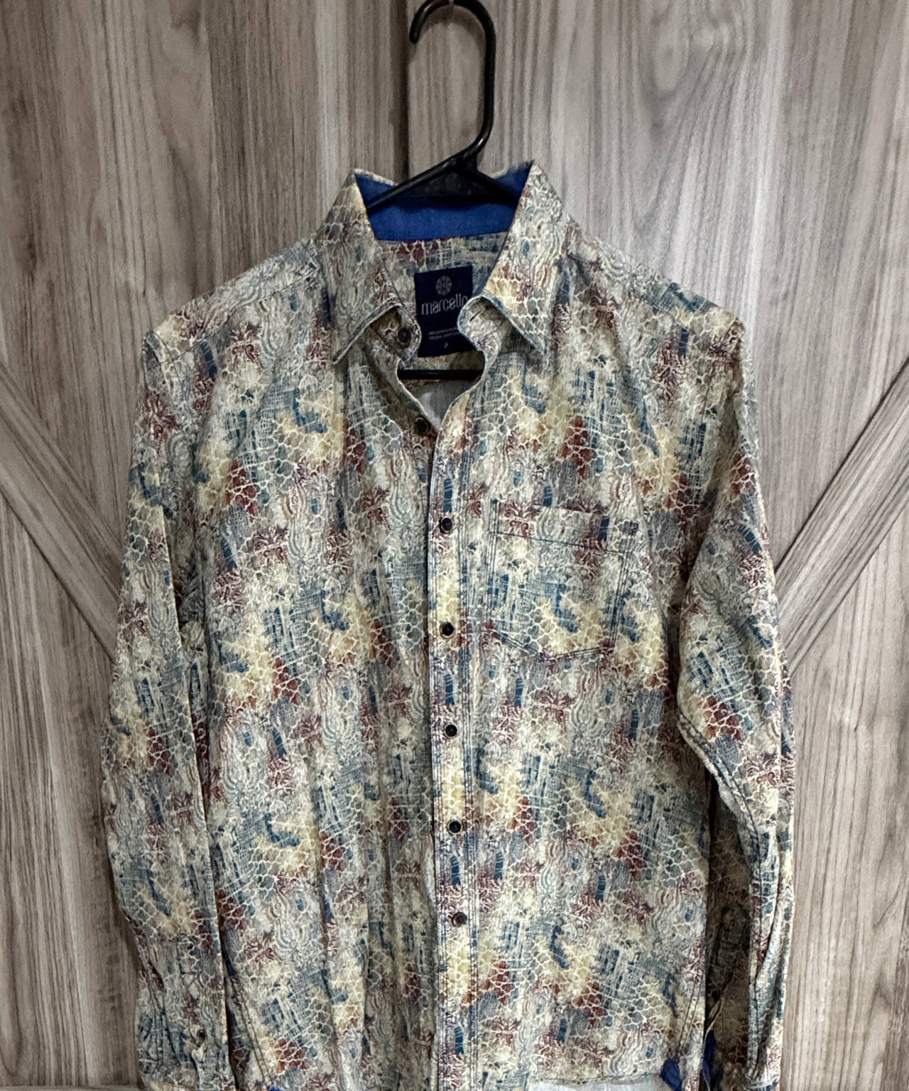 Marcello Sport Abstract Print Button Down Shirt Size Medium