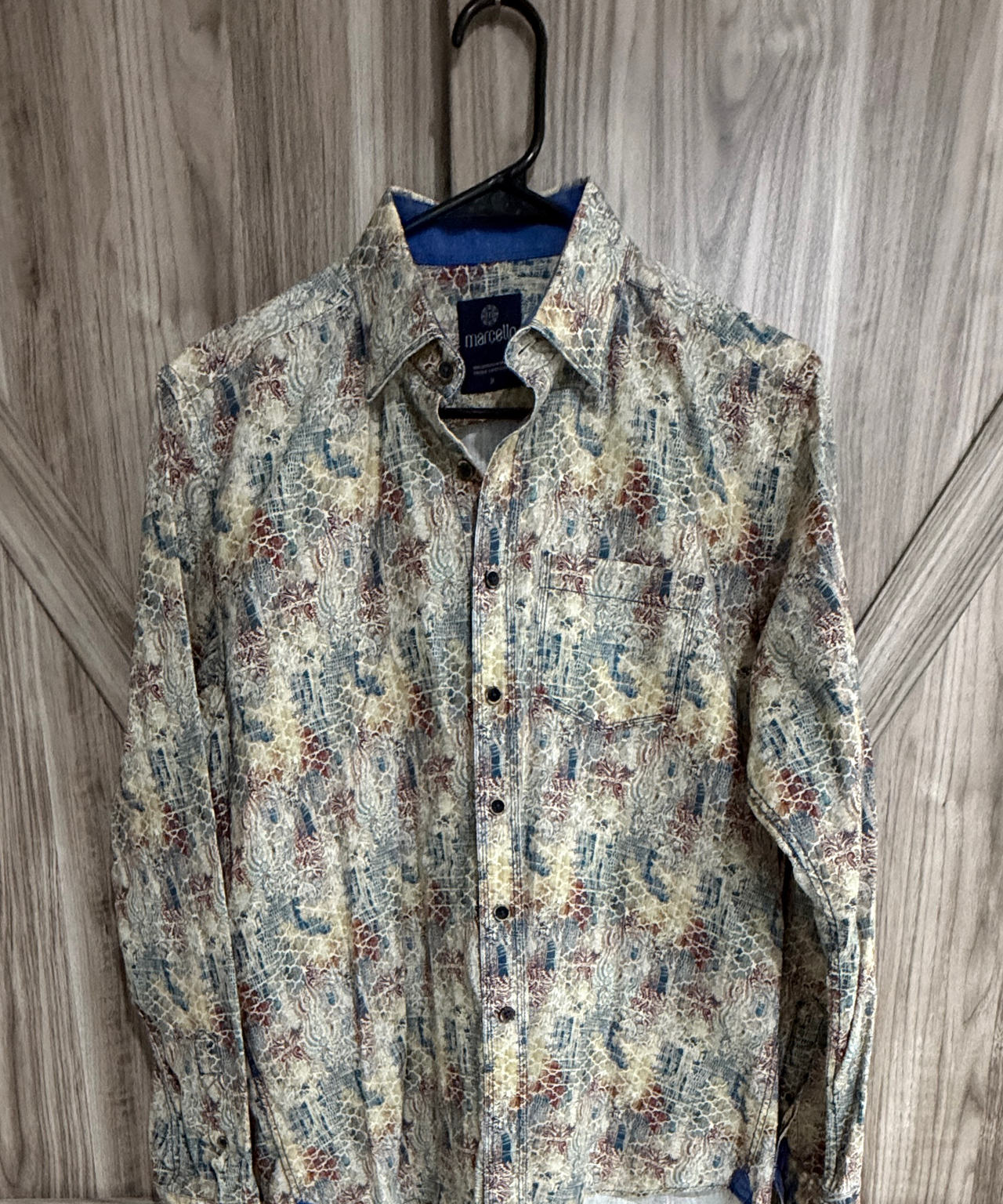 Marcello Sport Abstract Print Button Down Shirt Size Medium