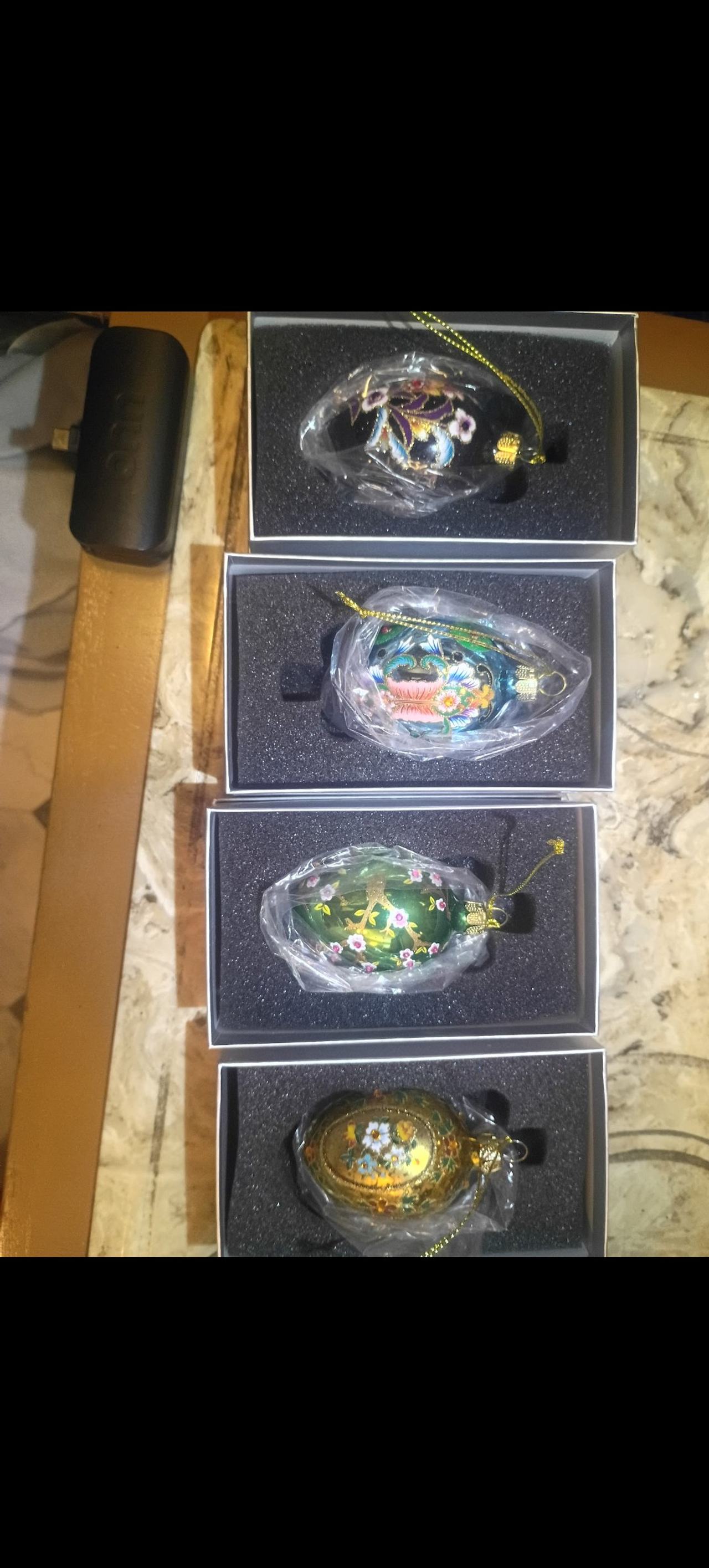 Vintage Style Hand-Painted Glass Egg Ornaments Set