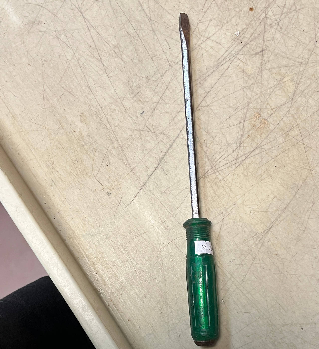 Vintage Green Handle Slotted Screwdriver