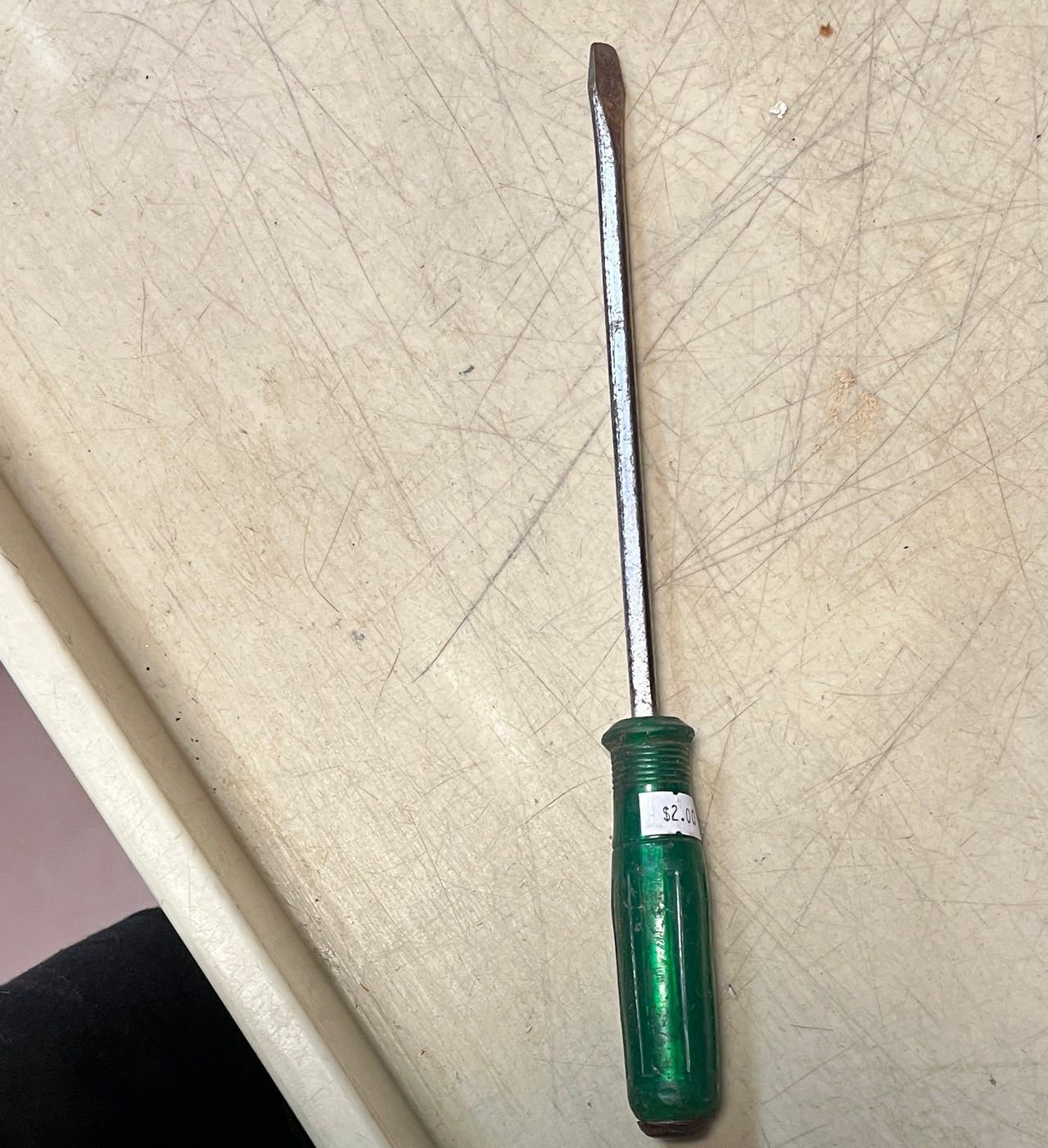 Vintage Green Handle Slotted Screwdriver