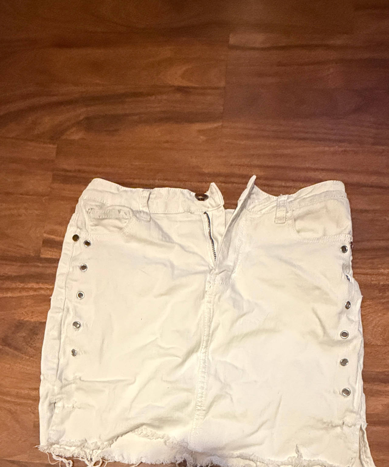 Windsor White Denim Mini Skirt with Side Grommets