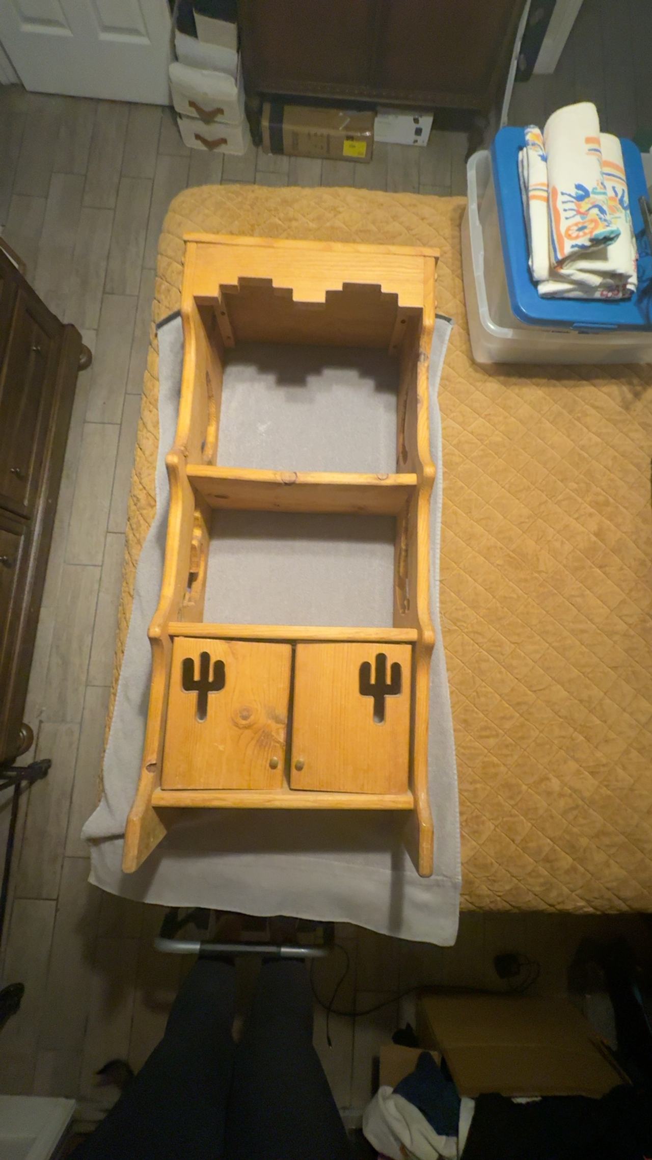 Vintage Handcrafted Wooden Wall Shelf