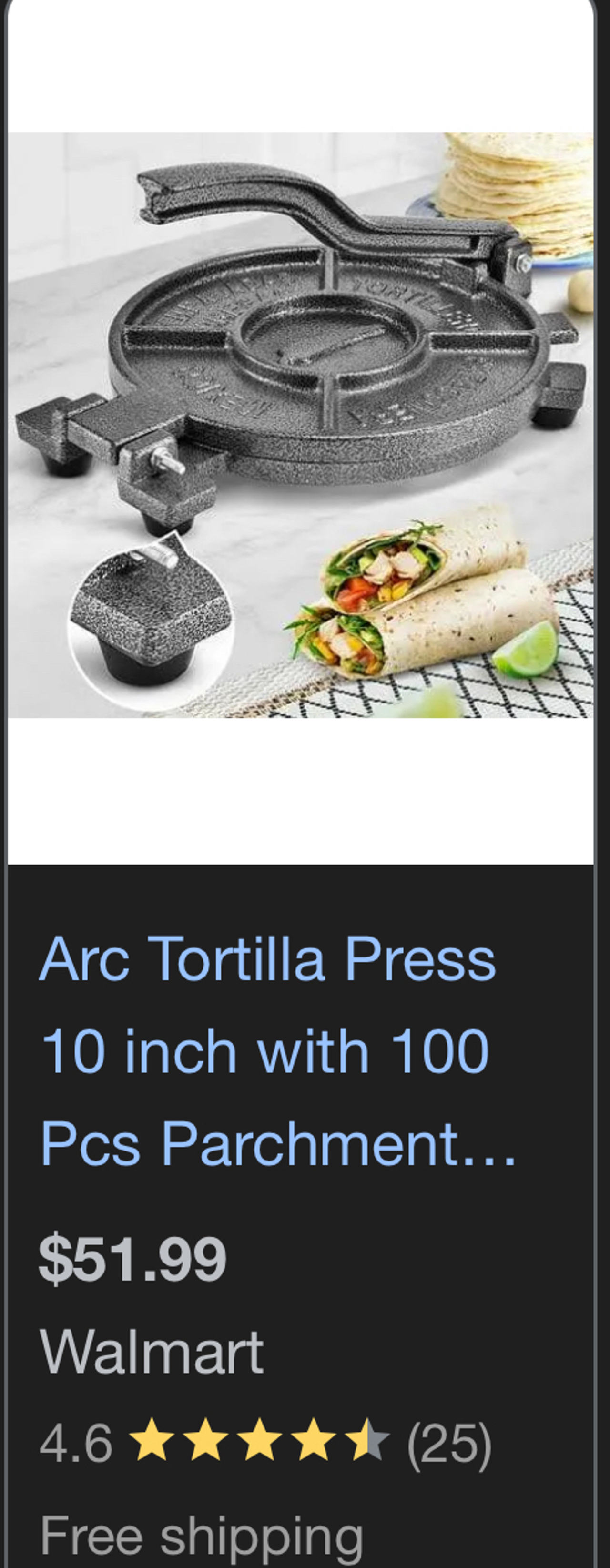 Arc 10 inch Cast Iron Tortilla Press