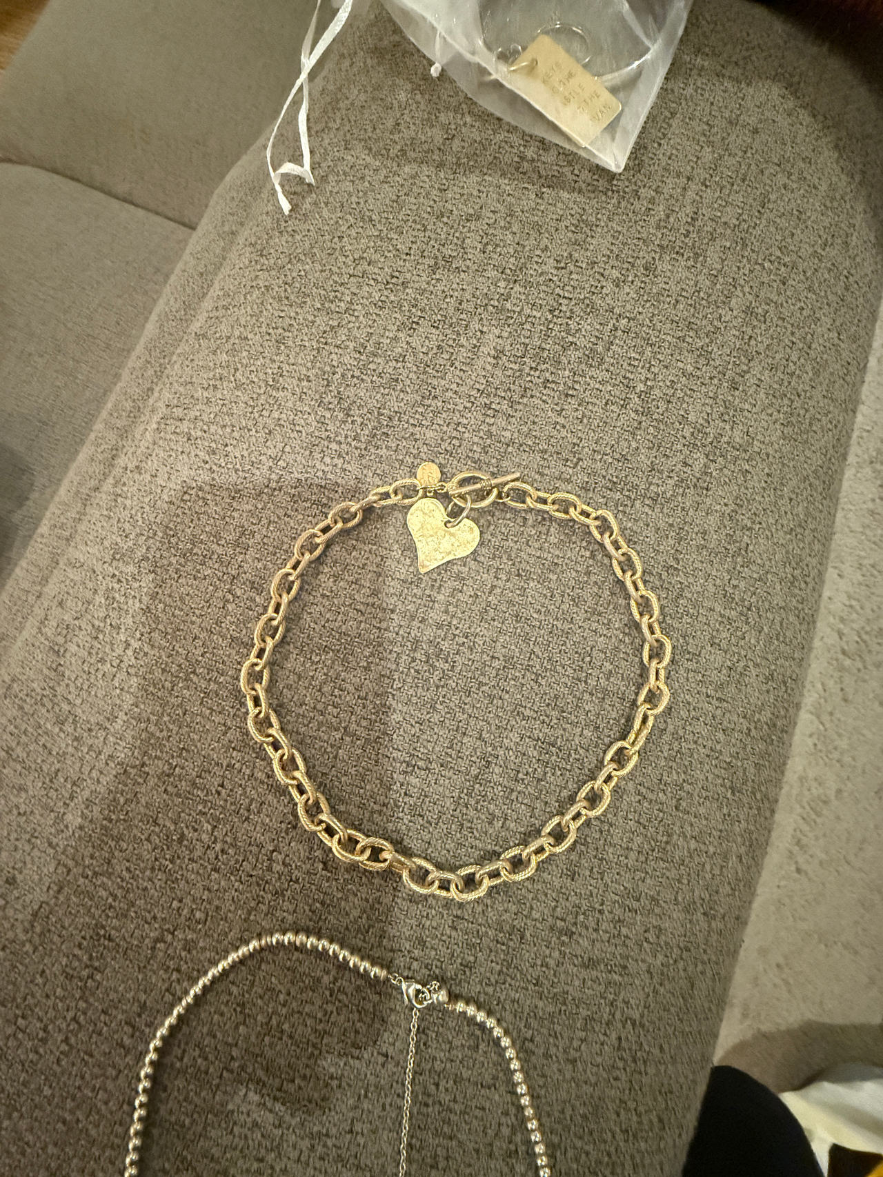 Gold Chain Bracelet with Heart Charm