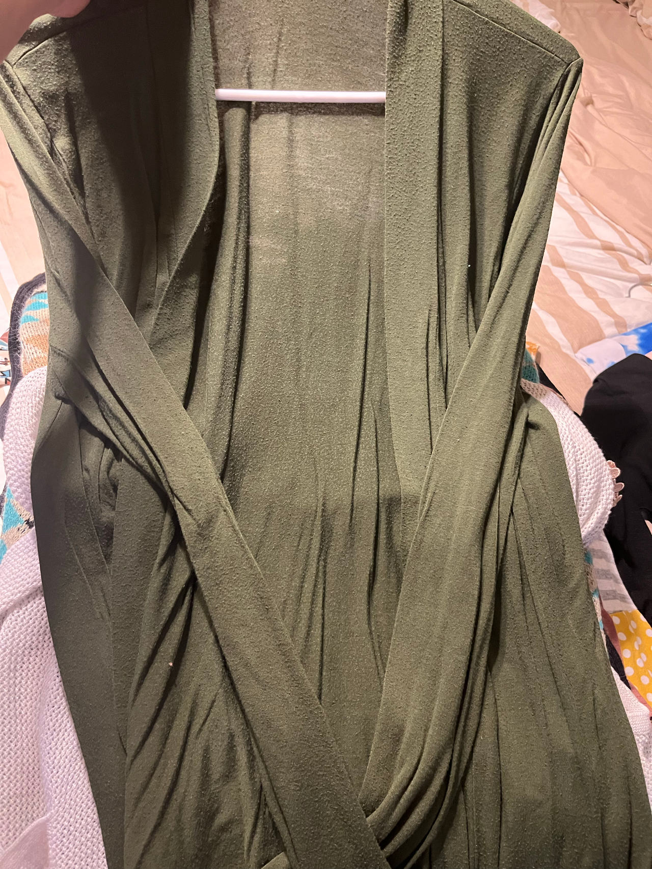 Olive Green Open Front Cardigan