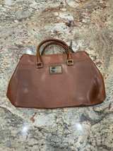 Calvin Klein Tan Pebbled Leather Handbag with Gold Accent - Image 1