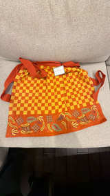 Mackenzie-Childs Hostess Apron - Checkered Orange and Yellow 26 x 21 - Image 1