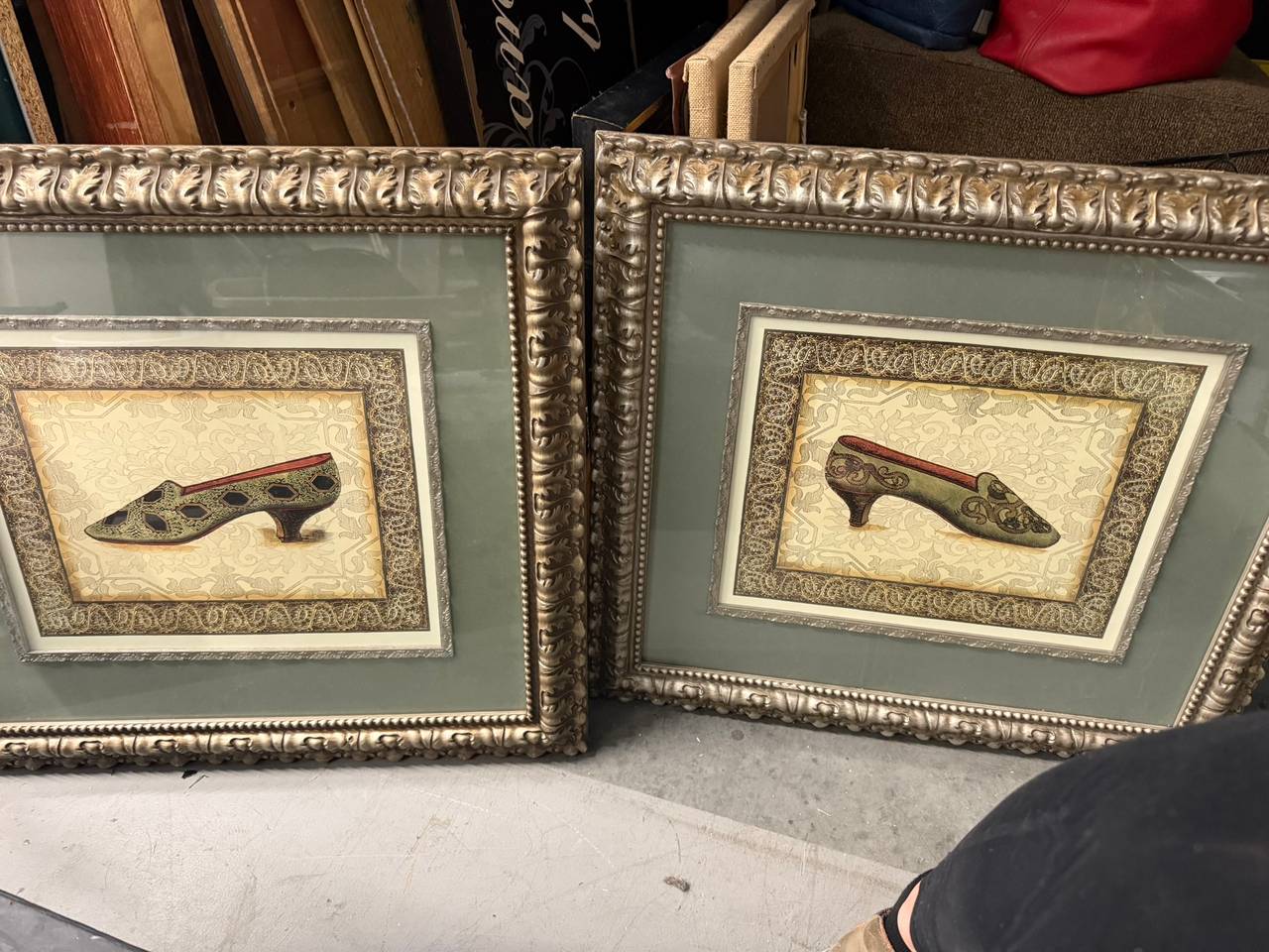 Set of 2 Framed Vintage Shoe Art Prints