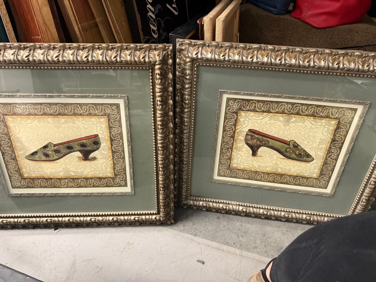 Set of 2 Framed Vintage Shoe Art Prints