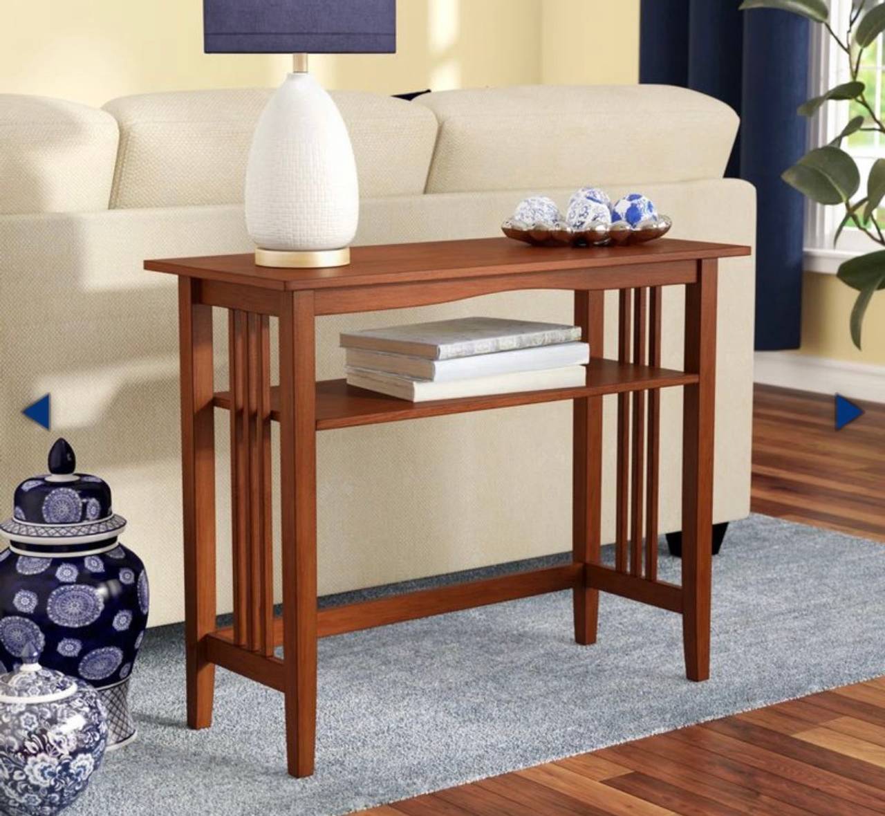 Mission Style Console Table with Shelf