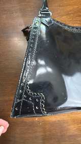 Y2K Via Spiga Black Patent Leather Brogue Shoulder Bag - Image 2