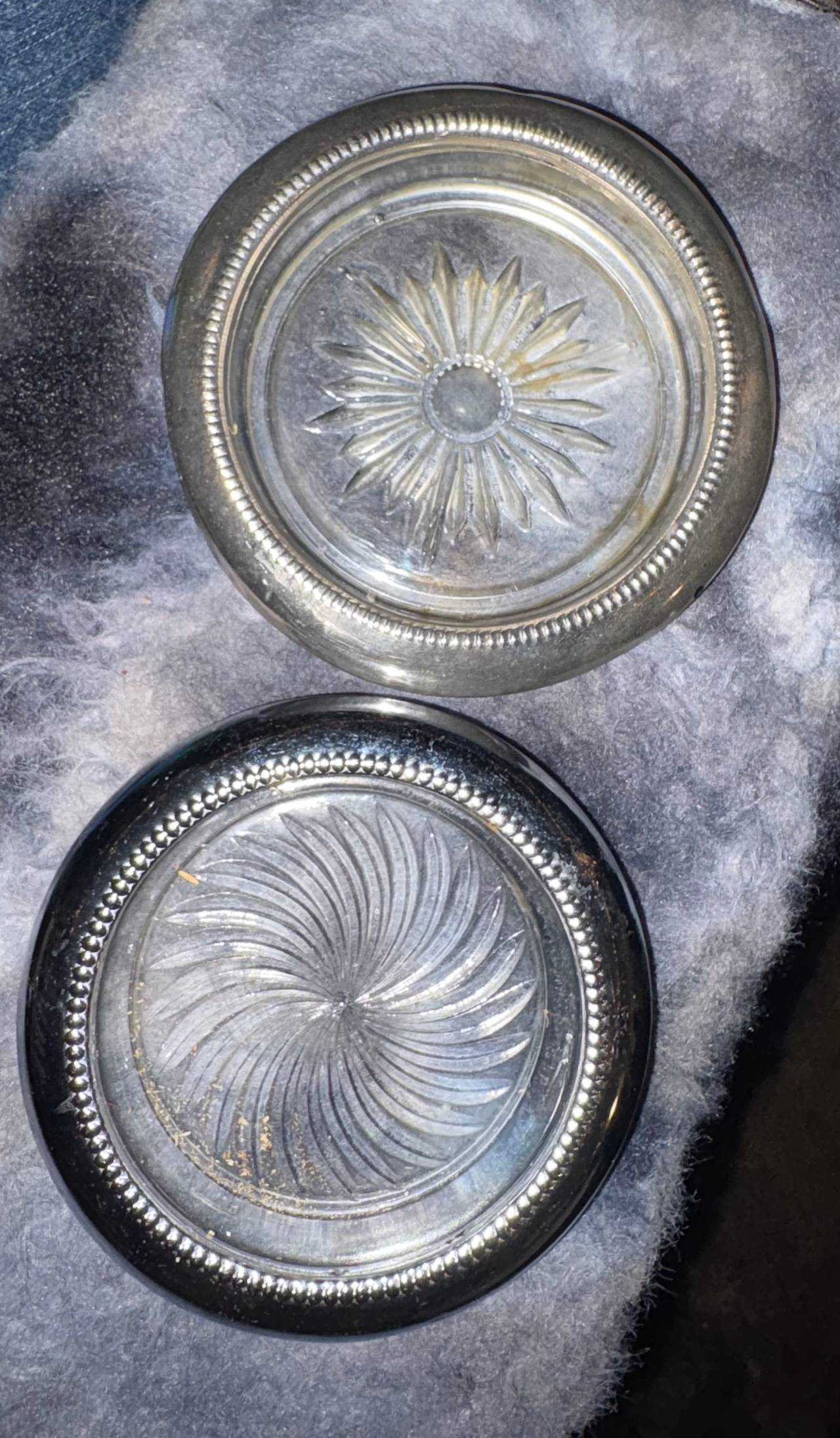Frank M. Whiting Sterling Silver & Glass Coasters