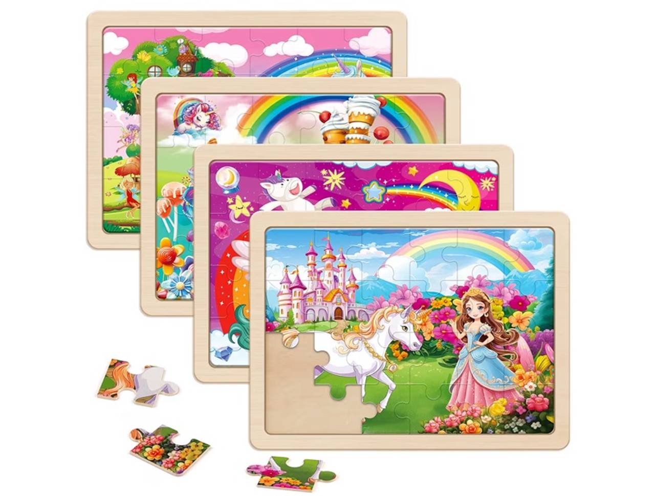 SYNARRY Large Unicorn Princess Fairy Wooden Puzzles for Girls Gift Box