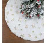 Faux Fur Christmas Tree Skirt,36 inches Luxury Tree Skirt with Gold Snowflake - Image 1