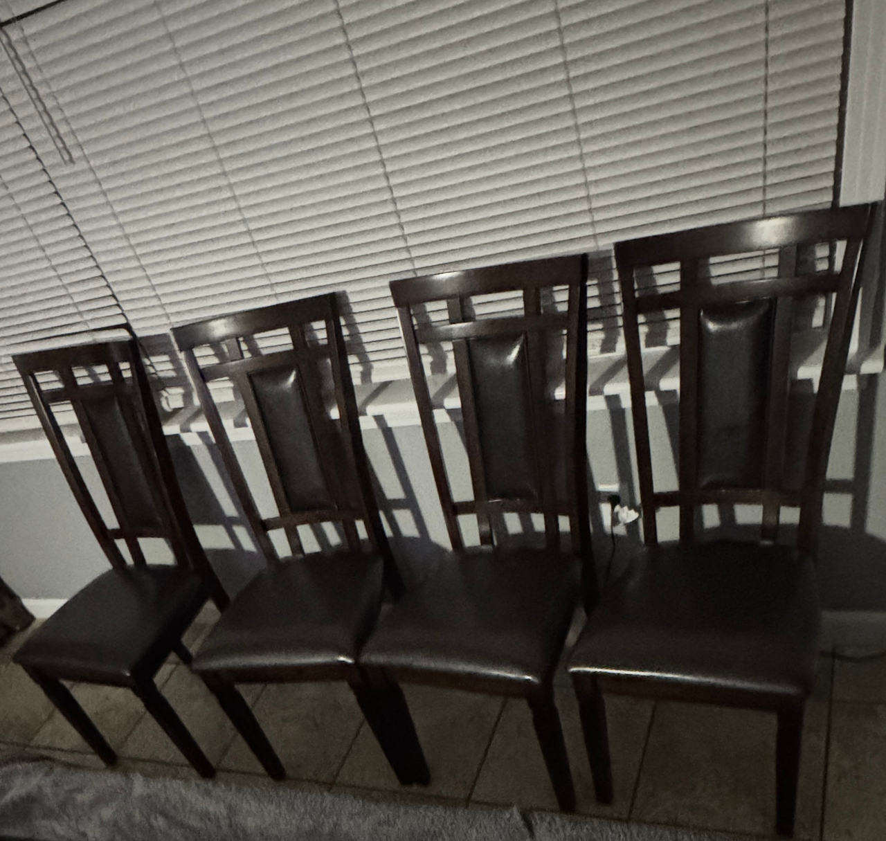 Set of 4 Dark Wood Dining Chairs