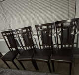 Set of 4 Dark Wood Dining Chairs - Image 1