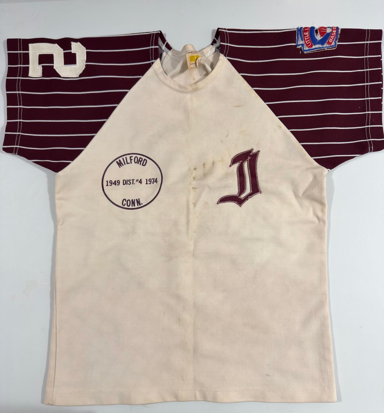 Vintage Milford CT Little League Baseball Jersey #12 1970s Serr-Rite Shell