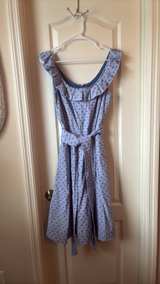1901 Ruffle Neck Striped Embroidered Dress Small - Image 2