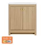 Lapine 31 in. Single Sink Blond Oak Bath Vanity with White Cultured Marble Top - Image 7