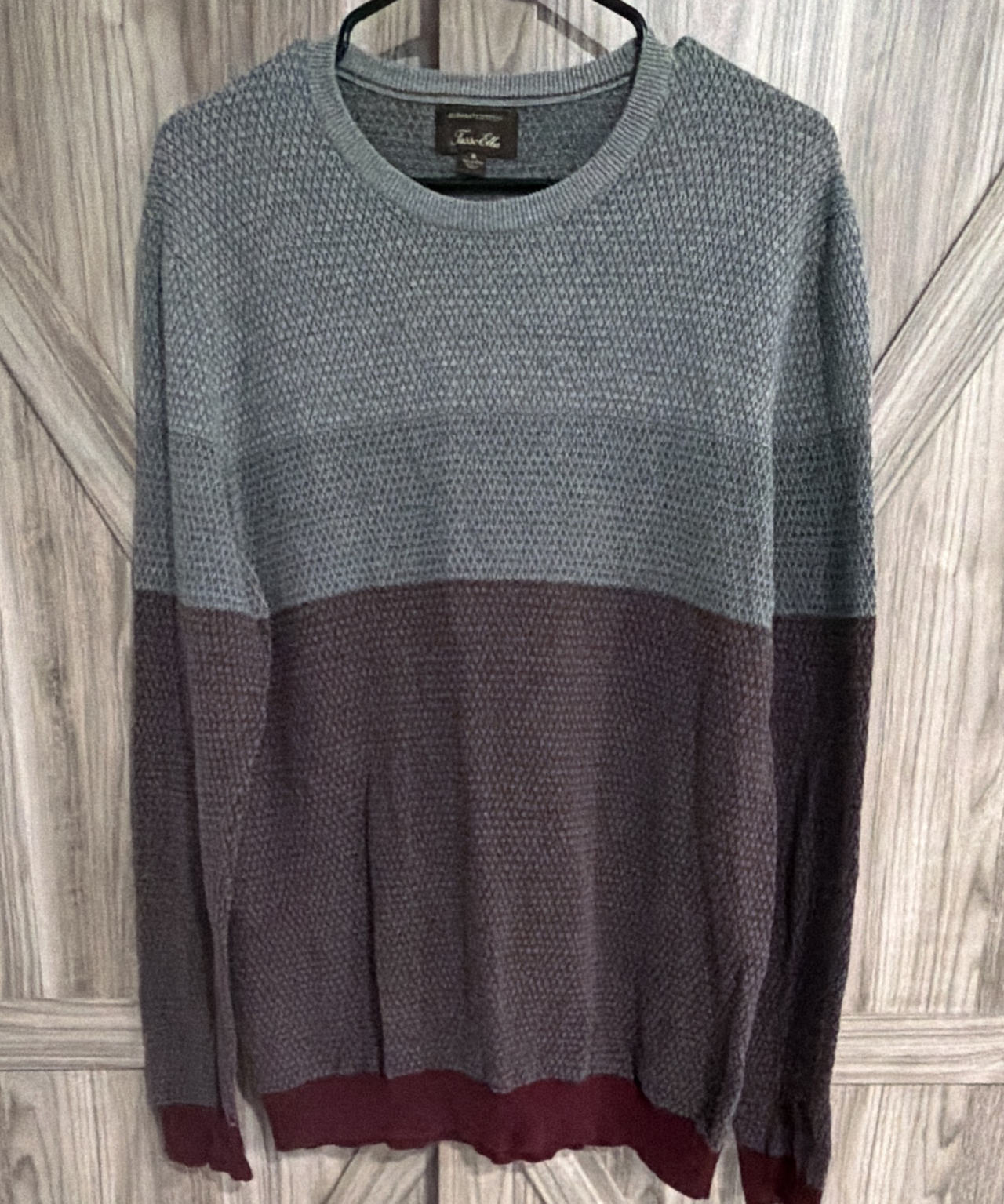 Tasso Elba Textured Colorblock Crew Neck Sweater Medium Mens
