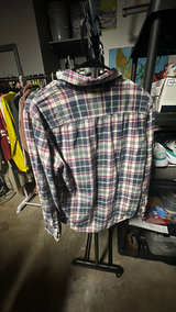 American Eagle Flannel Shirt Men's Green/Blue/Pink Plaid Medium Size M - Image 3
