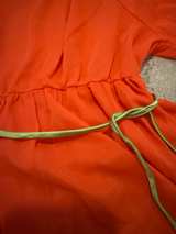 Vintage Sears Orange Puff Sleeve Dress - Image 2