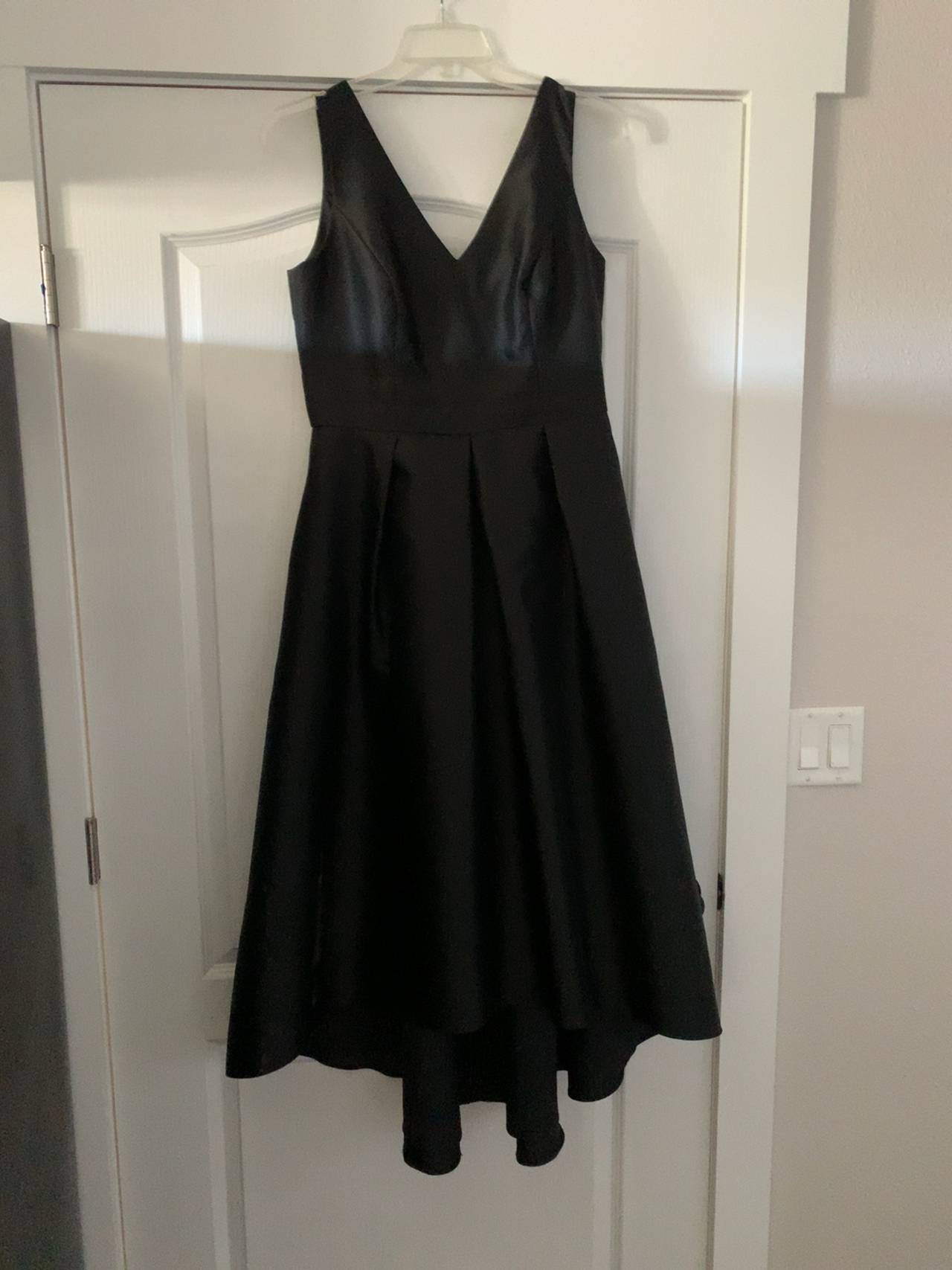 Alfred Sung Black Satin High-Low Evening Gown