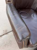 Faux Leather Wingback Chair and Ottoman Set - Image 2