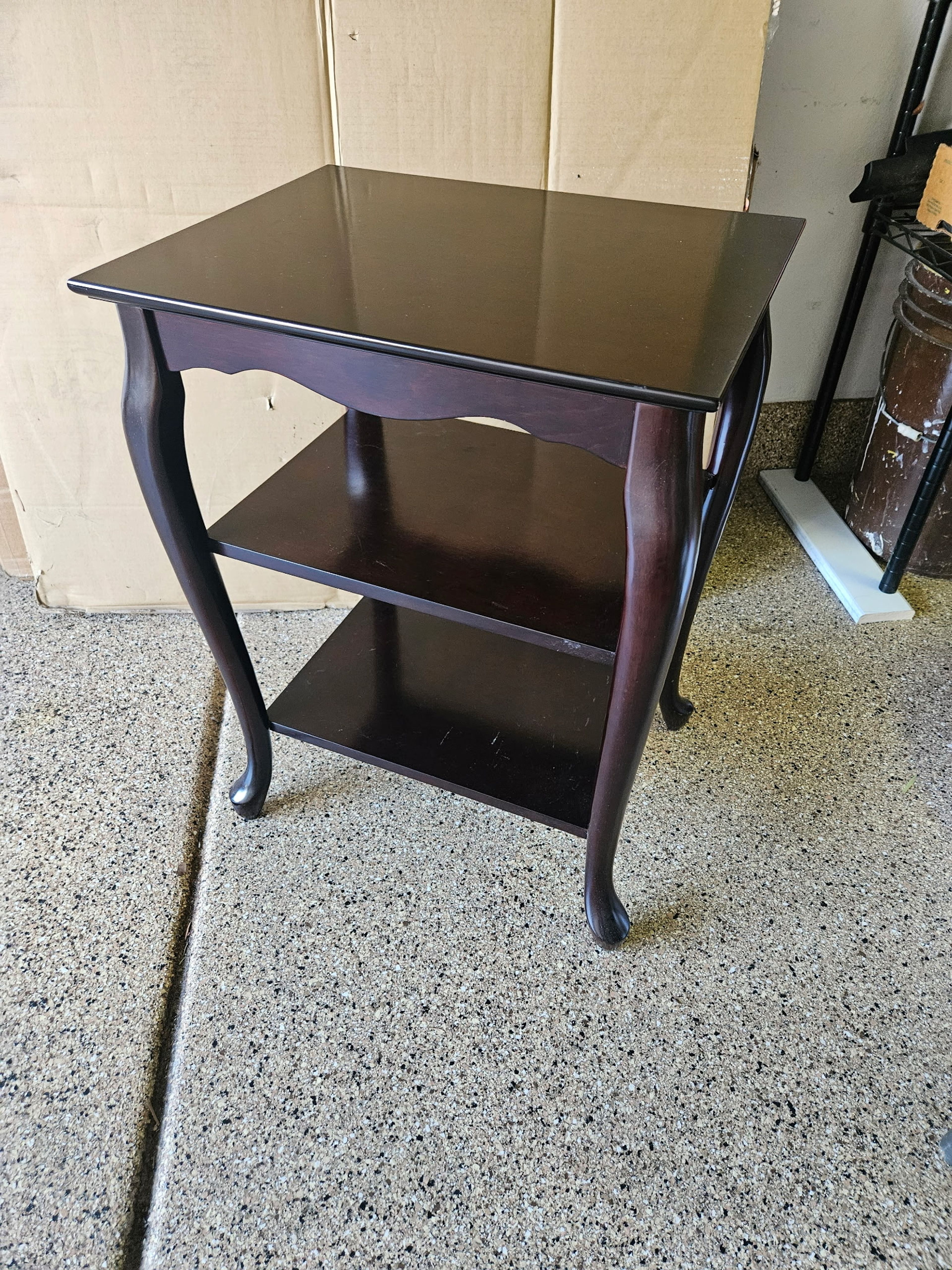 3-Tier Wood Side Table with Cabriole Legs