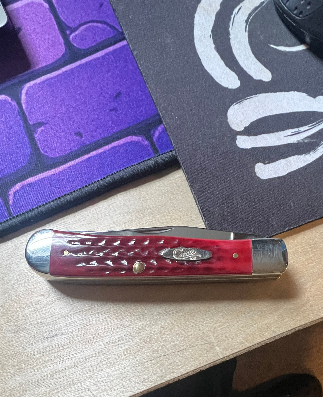 Case XX Dark Red Bone Trapper Pocket Knife