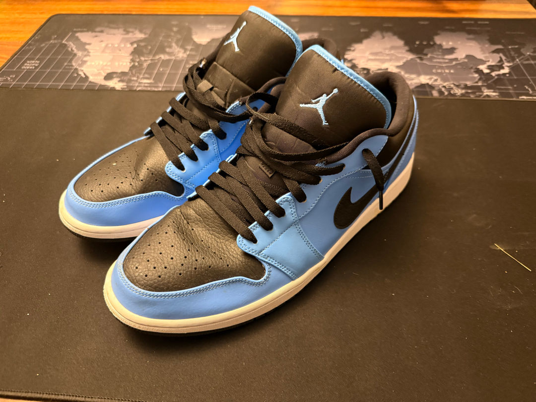 Jordan 1 Low UNC Toe Black / University Blue 553558‑403 Sz 14