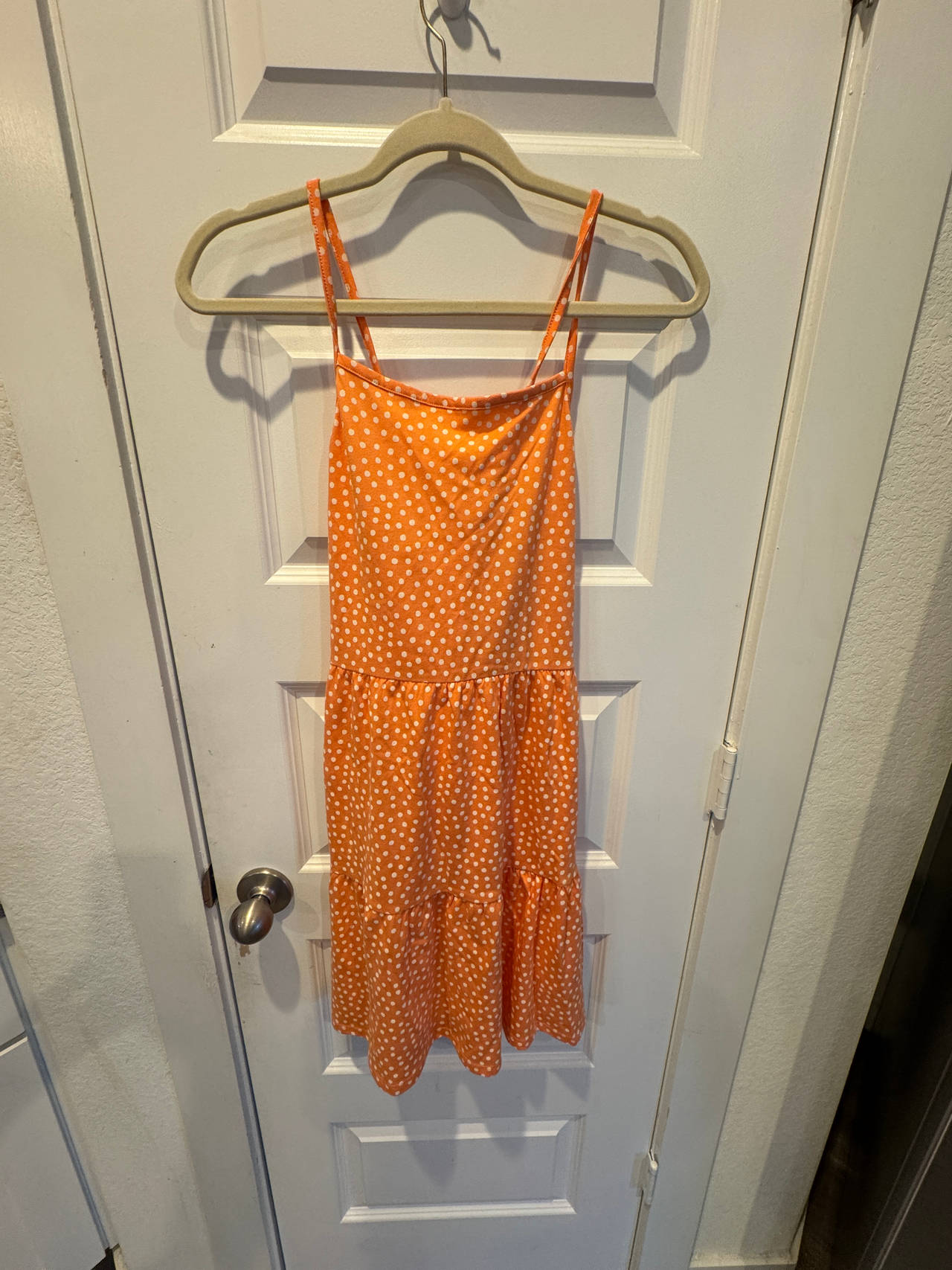Old Navy Orange Polka Dot Tiered Cami Dress