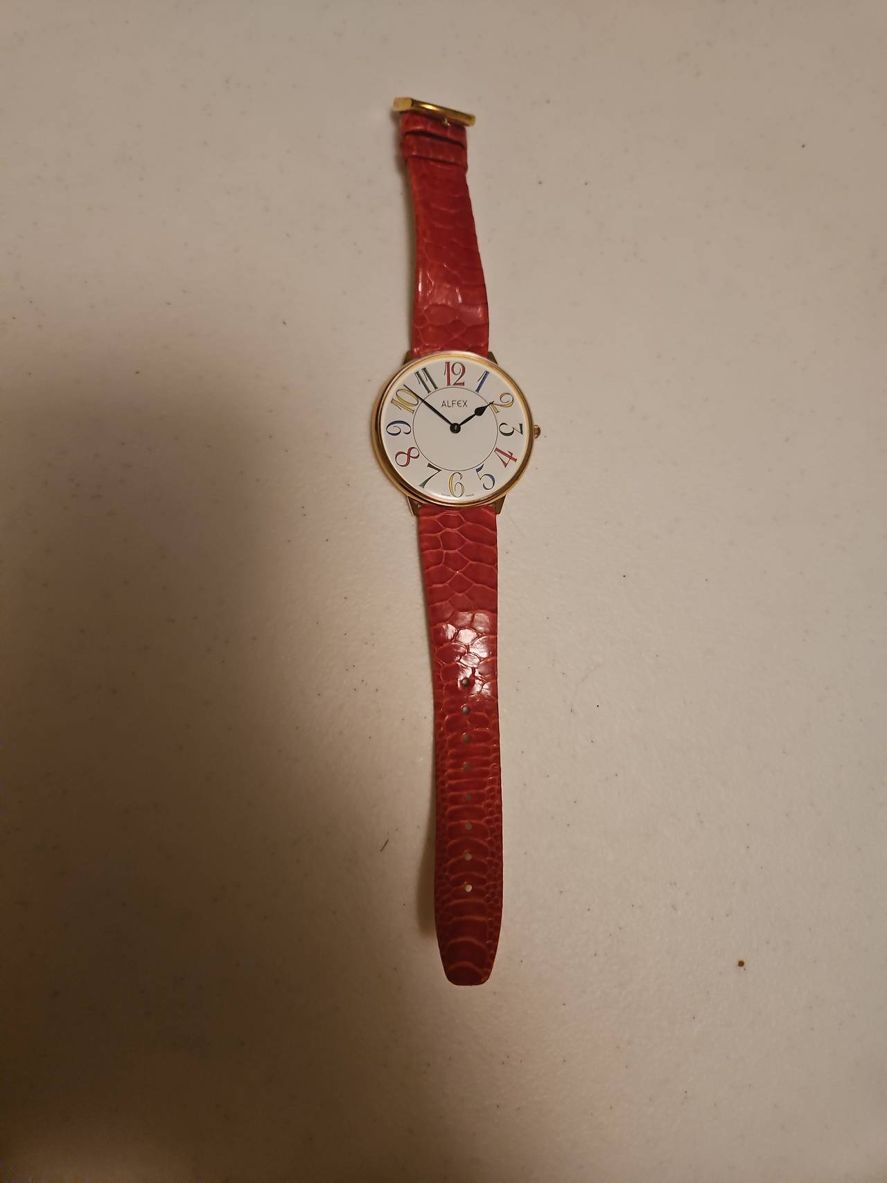 Alfex Swiss Made Quartz Watch with Multi-Color Numerals