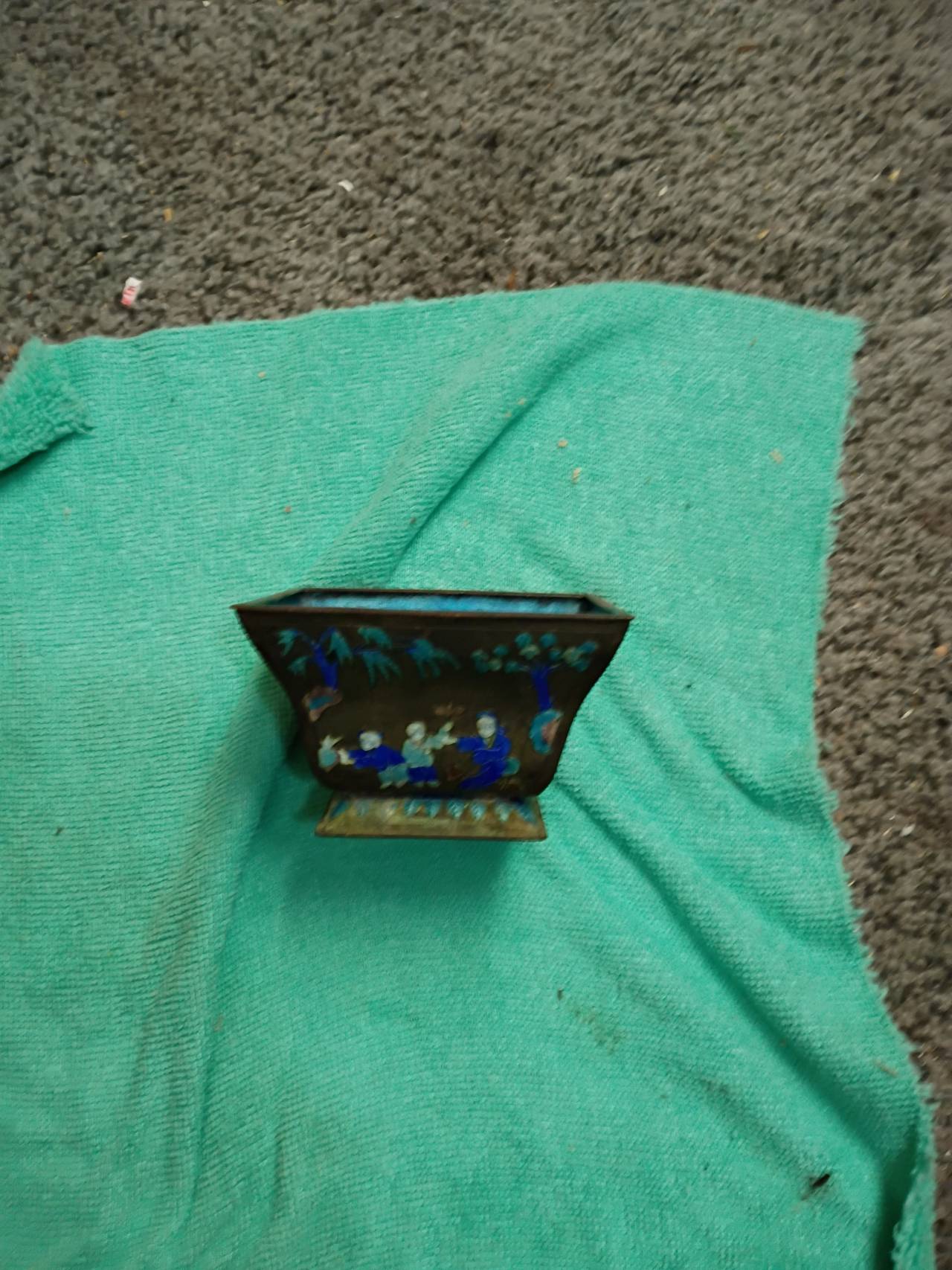 Vintage Chinese Cloisonne Enamel Footed Bowl