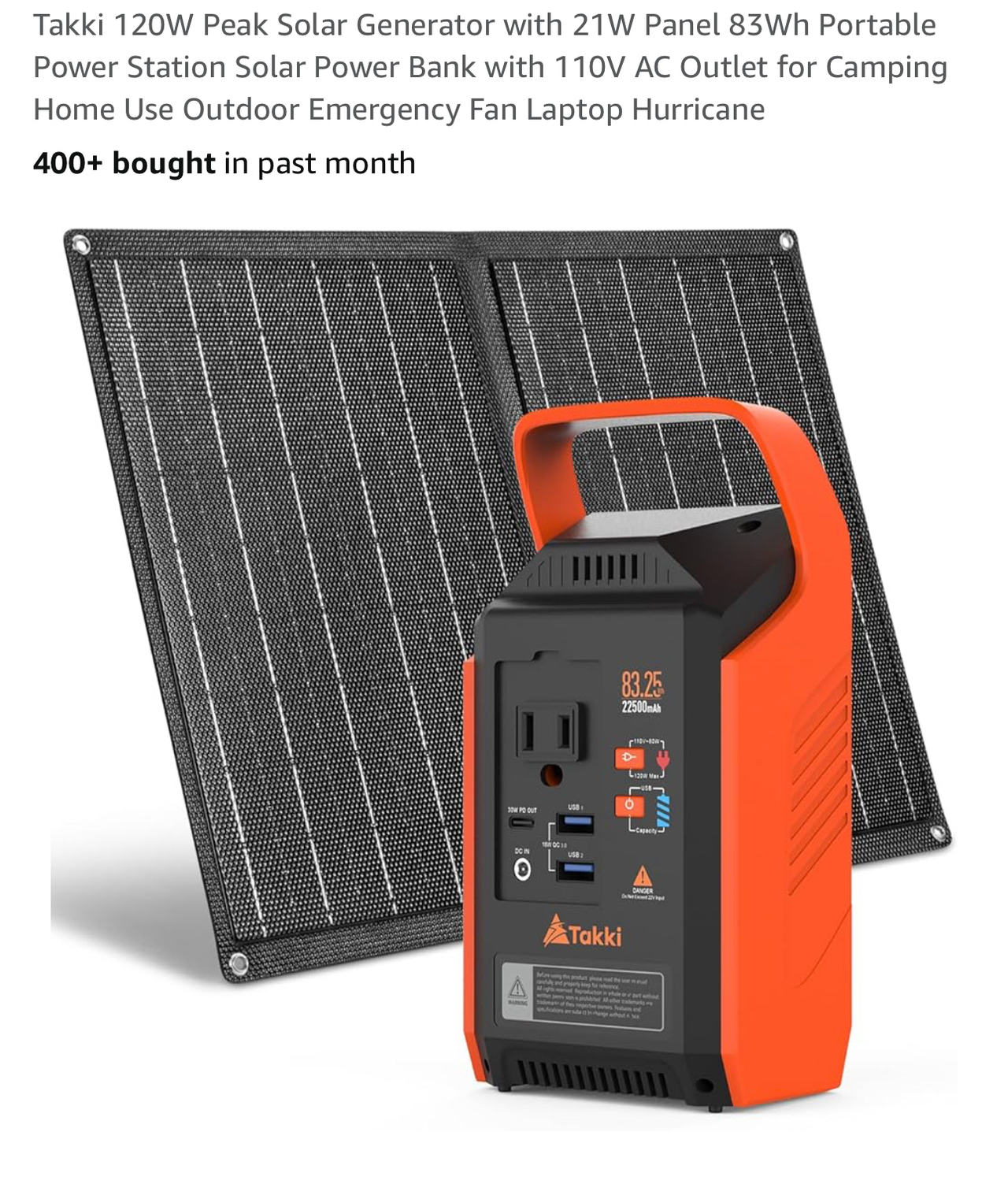Takki 120W Peak Solar Generator with 21W Panel