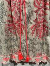 Flamenco gray Floral Embroidered Peasant Blouse with pink accents women’s size M - Image 3