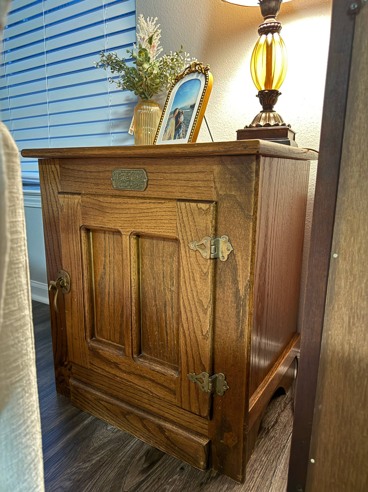 White Clad Oak Icebox Side Table
