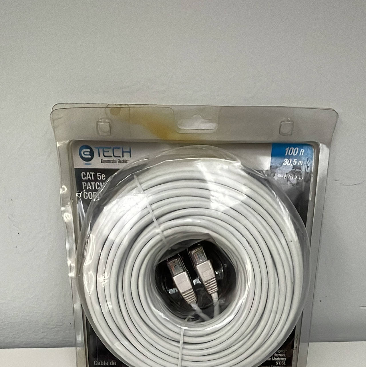 CE TECH 100 ft. Cat5e Ethernet Cable White