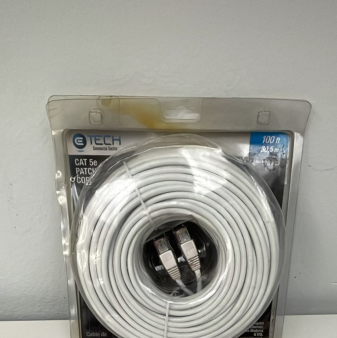 CE TECH 100 ft. Cat5e Ethernet Cable White
